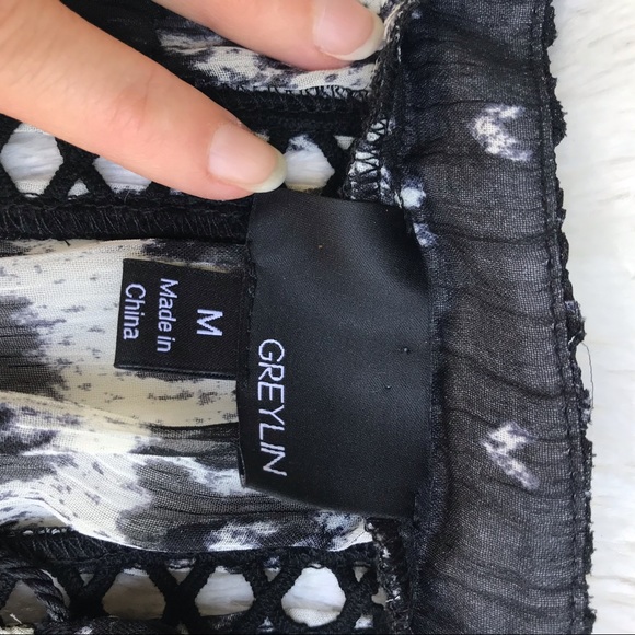 Greylin Boho Chiffon Sheer Peasant Blouse - Picture 5 of 8